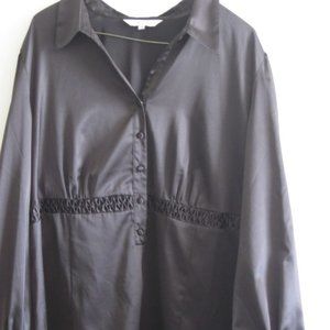 Black satin-like blouse AE City size 18.